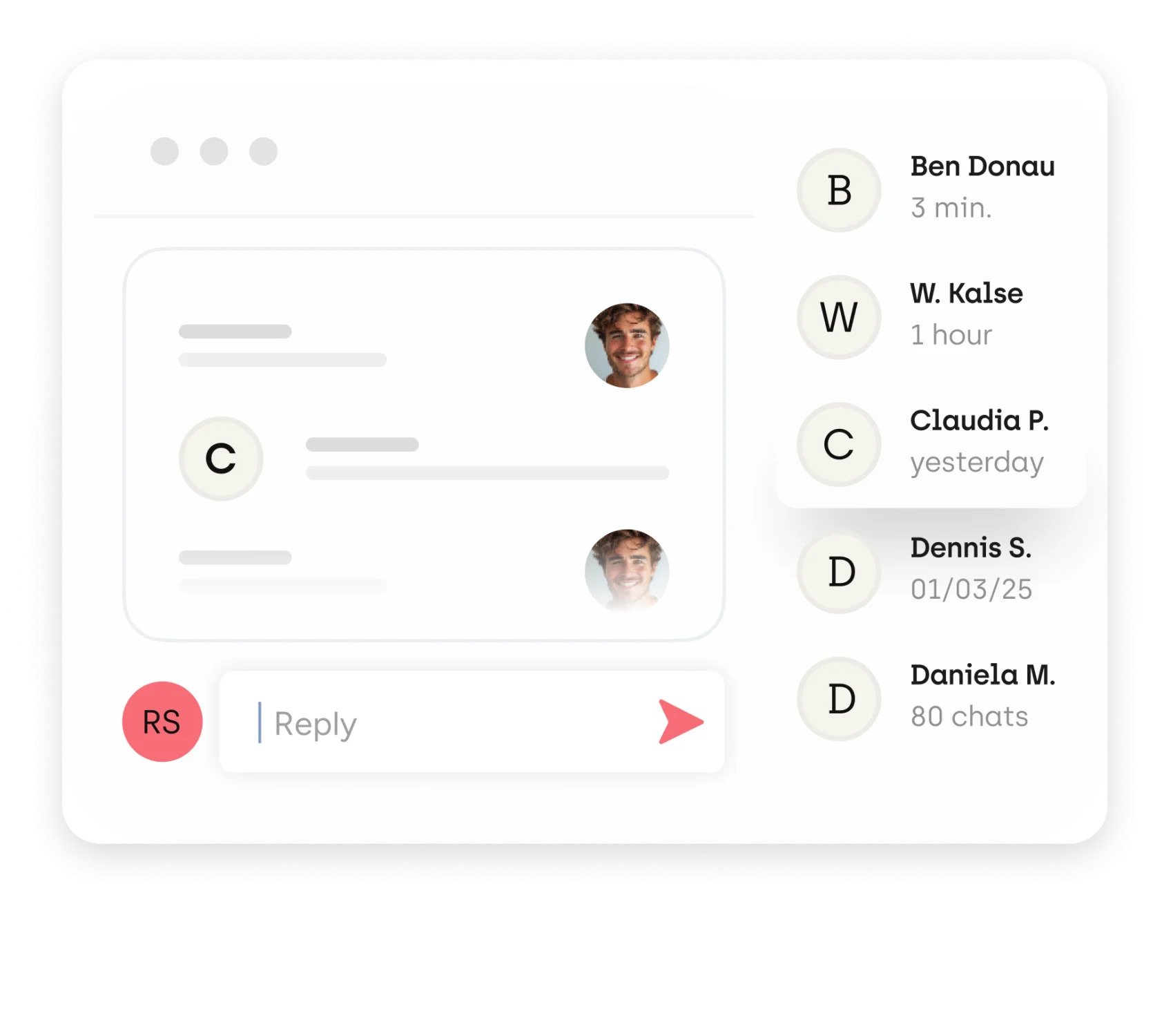 Comments from various users at different points in time. Below that is an input field with a placeholder text "Reply"