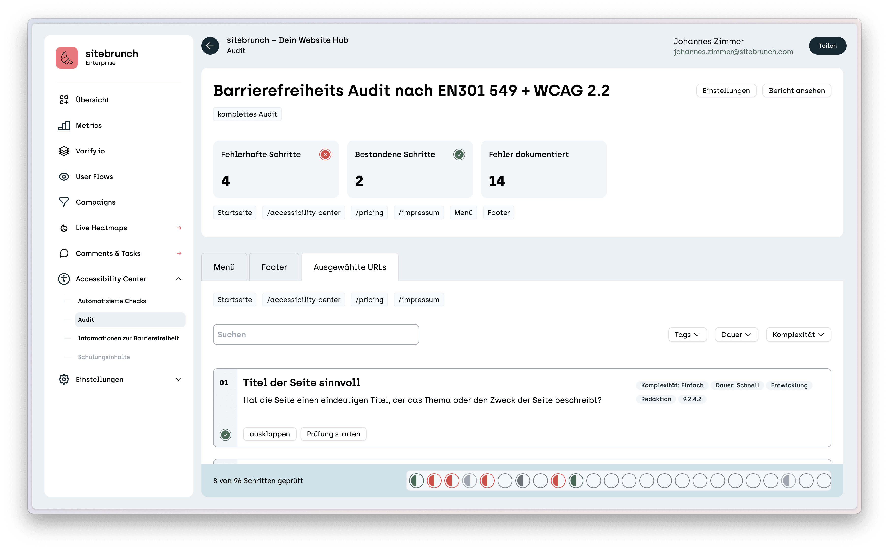 sitebrunch Browser Extension bei der Barrierefreiheitspruefung