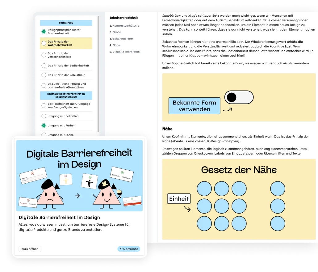 screenshot e-learning digitale Barrierefreiheit im Design