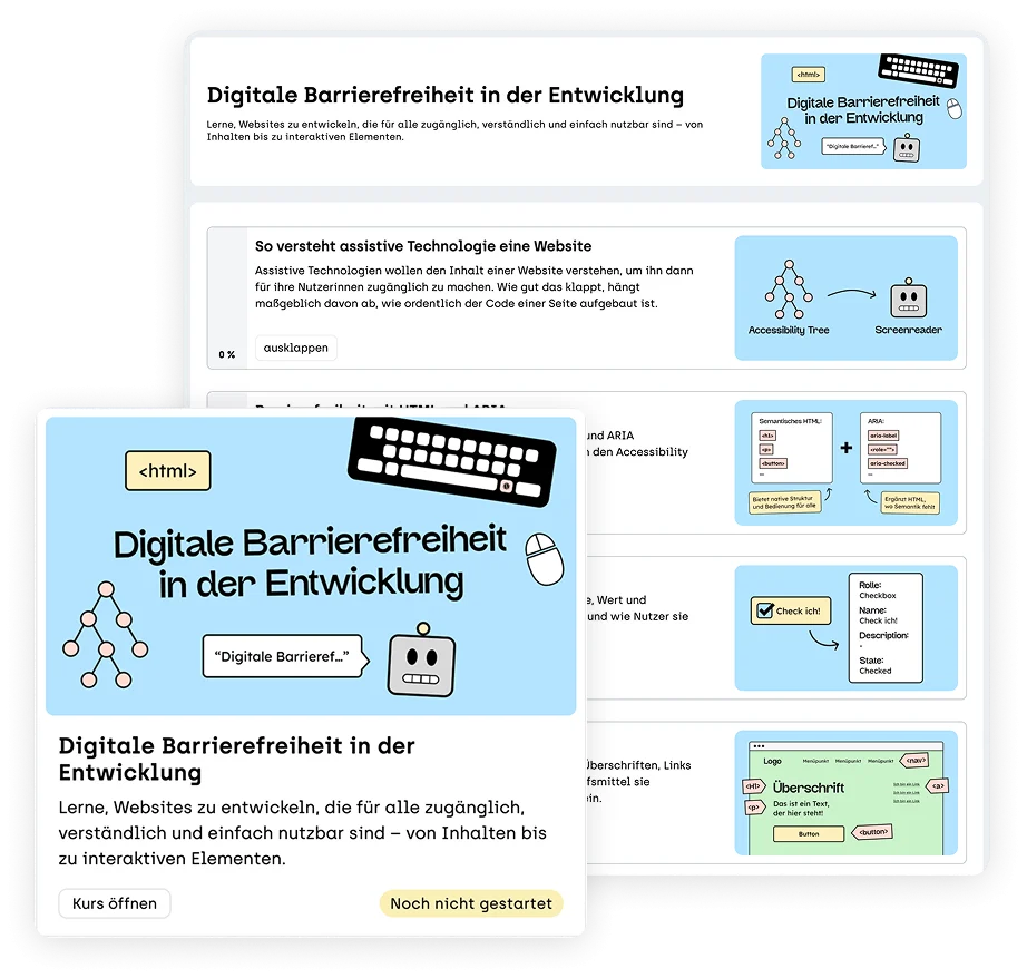 screenshot e-learning digitale Barrierefreiheit in der Entwicklung