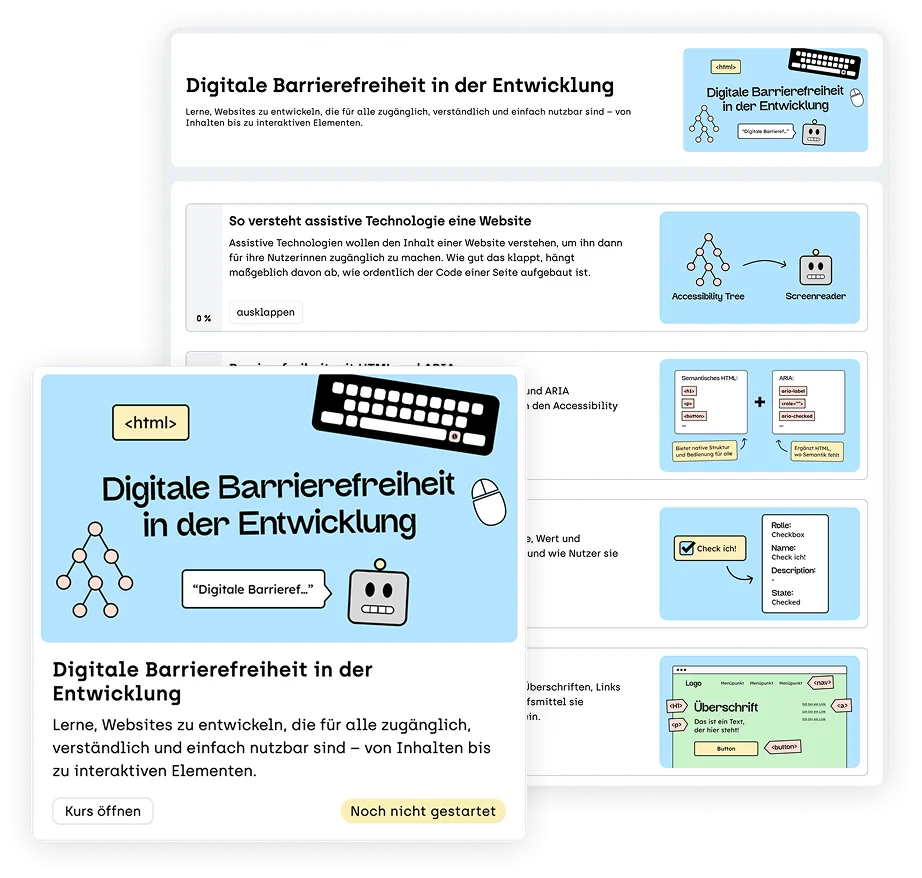 screenshot e-learning digitale Barrierefreiheit in der Entwicklung