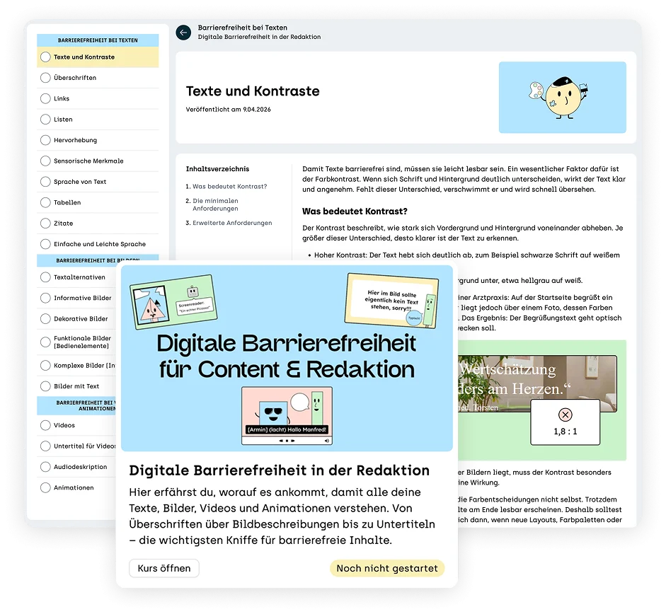 screenshot e-learning digitale Barrierefreiheit in der Redaktion