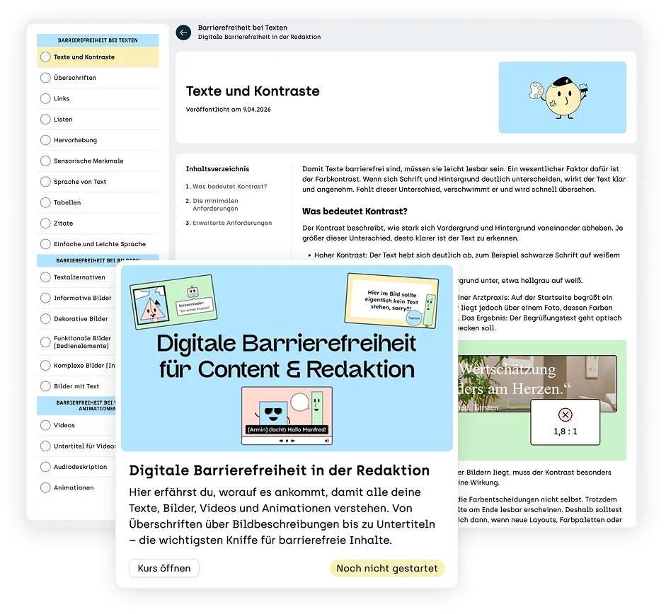 screenshot e-learning digitale Barrierefreiheit in der Redaktion